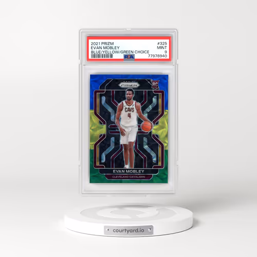 2021 Panini Prizm #325 Evan Mobley - Blue/Yellow/Green Choice (PSA 9 MINT)