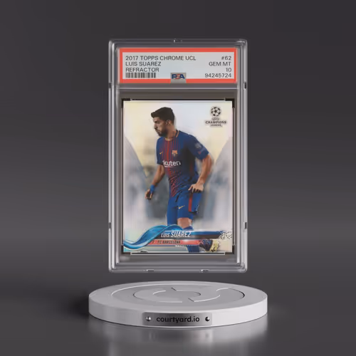 2017 Topps Chrome UEFA Champions League #62 Luis Suarez - Refractor (PSA 10 GEM MINT)