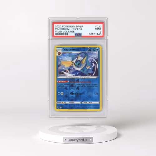 2020 Pokémon Sword & Shield Vivid Voltage #030 Vaporeon - Reverse Foil (PSA 9 MINT)