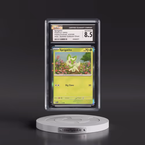 2023 Paldea Evolved #013/193 Sprigatito - Holo Summer Collector Chest (CGC 8.5 NM-MT+)