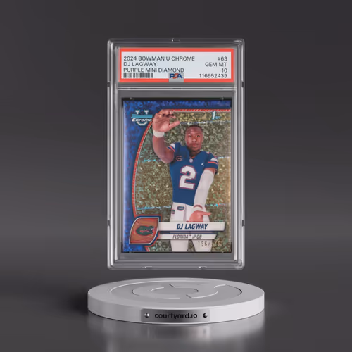 2024 Bowman University Chrome #63 DJ Lagway - Purple Mini Diamond (PSA 10 GEM MINT)