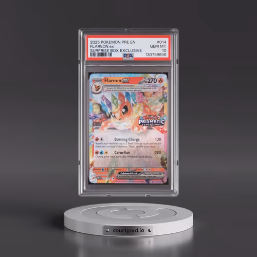2025 Pokémon Pre EN-Prismatic Evolutions #014 Flareon EX - Holo Surprise Box Exclusive (PSA 10 GEM M