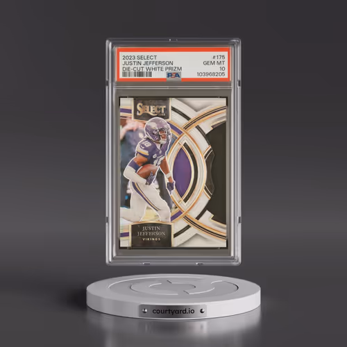 2023 Panini Select #175 Justin Jefferson - Die-Cut White Prizm (PSA 10 GEM MINT)