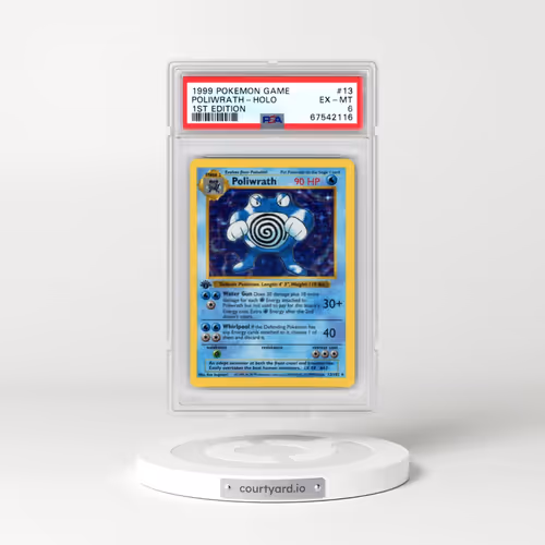 1999 Pokémon Game #13 Poliwrath - 1st Edition Holo (PSA 6 EX-MT)