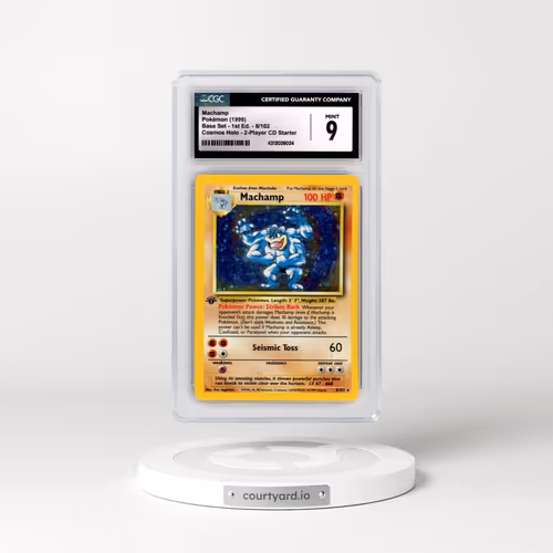 1999 Base Set #8/102 Machamp - 1st Edition Cosmos Holo 2-Player CD Starter (CGC 9 MINT)