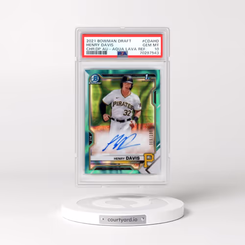2021 Bowman Draft Chrome Draft Pick Autographs #CDAHD Henry Davis - Aqua Lava Refractor (PSA 10 GEM MINT)