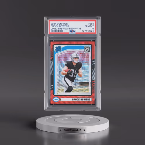 2024 Panini Donruss #394 Brock Bowers - Optic Preview-Red Wave (PSA 10 GEM MINT)