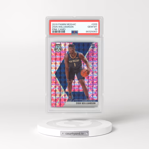 2019 Panini Mosaic #209 Zion Williamson - Pink Camo (PSA 10 GEM MINT)