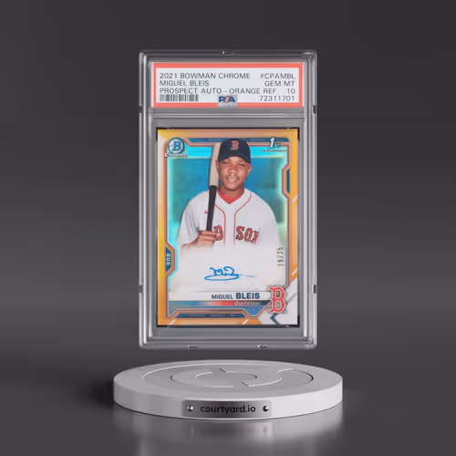2021 Bowman Chrome Prospect Autographs #CPAMBL Miguel Bleis - Orange Refractor (PSA 10 GEM MINT)
