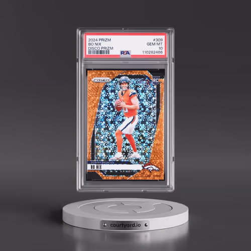 2024 Panini Prizm #309 Bo Nix - Disco Prizm (PSA 10 GEM MINT)