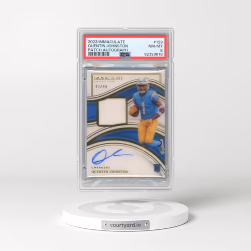 2023 Panini Immaculate Collection #129 Quentin Johnston - Patch Autograph (PSA 8 NM-MT)
