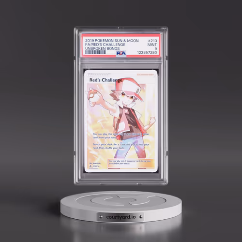2019 Pokémon Sun & Moon Unbroken Bonds #213 Red's Challenge - Full Art (PSA 9 MINT)