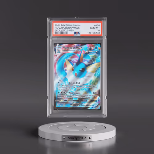 2021 Pokémon Sword & Shield Evolving Skies #030 Vaporeon Vmax - Full Art (PSA 10 GEM MINT)