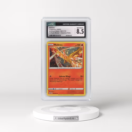 2023 Pokémon Sword and Shield Silver Tempest Two Pack Blister #021 Moltres - Holo (CGC 8.5 NM-MT+)