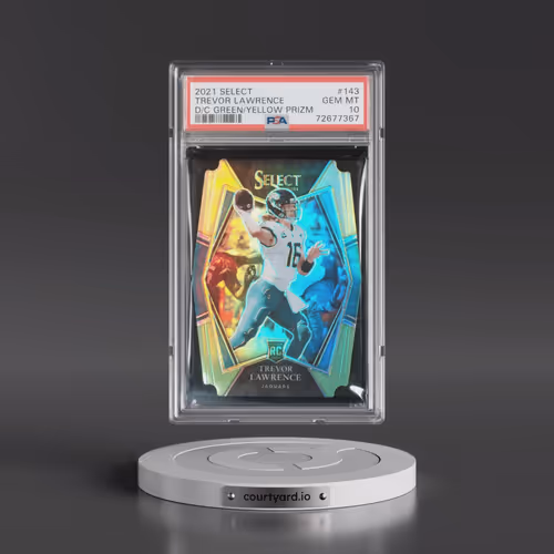 2021 Panini Select #143 Trevor Lawrence - Die-Cut Green/Yellow Prizm (PSA 10 GEM MINT)
