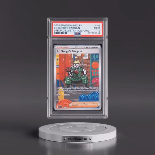 2025 Pokémon Meg EN-Mega Evolution #185 LT. Surge's Bargain - Special Illustration Rare (PSA 9 MINT)