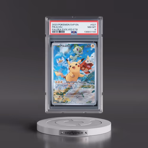 2023 Pokémon Svp EN-SV Black Star Promo #027 Pikachu - Paldea Evolved Elite Trainer Box (PSA 8 NM-MT
