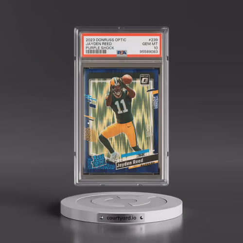 2023 Panini Donruss Optic #239 Jayden Reed - Purple Shock (PSA 10 GEM MINT)