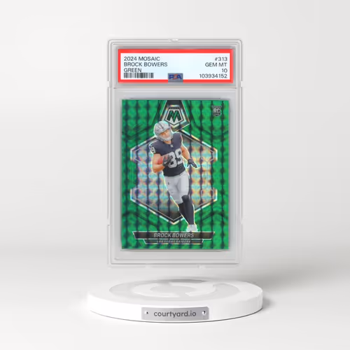2024 Panini Mosaic #313 Brock Bowers - Green (PSA 10 GEM MINT)