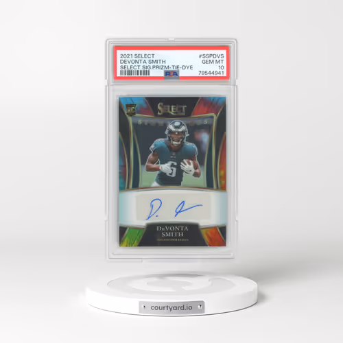 2021 Panini Select Select Signatures Prizm #SSPDVS DeVonta Smith - Tie-Dye (PSA 10 GEM MINT)