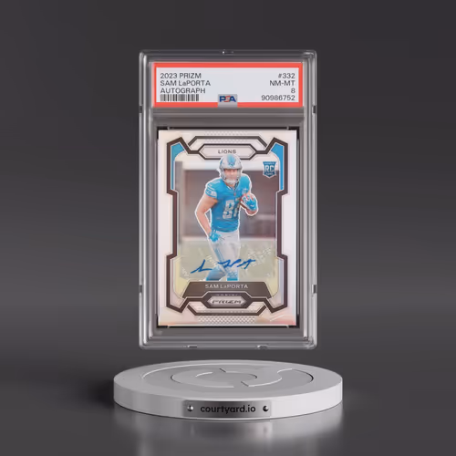 2023 Panini Prizm #332 Sam LaPorta - Autograph (PSA 8 NM-MT)