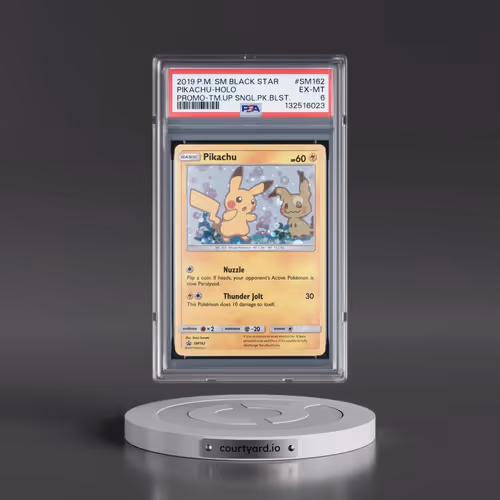2019 Pokémon SM Black Star Promo #SM162 Pikachu - Holo Team Up Single Pack Blisters (PSA 6 EX-MT)