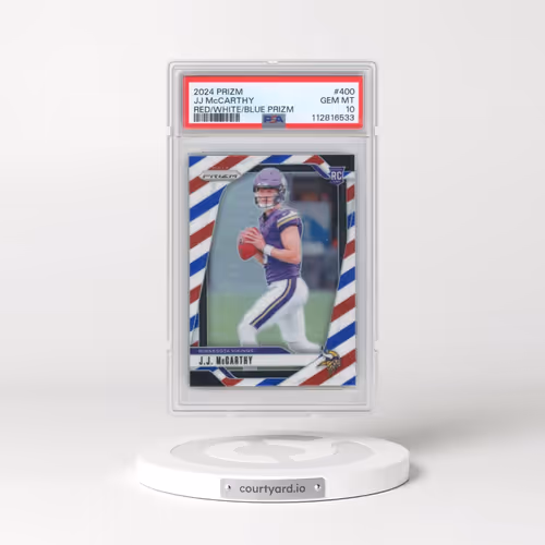 2024 Panini Prizm #400 JJ McCarthy - Red/White/Blue Prizm (PSA 10 GEM MINT)