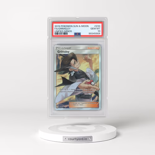 2019 Pokémon Sun & Moon Unified Minds #234 Grimsley - Full Art (PSA 10 GEM MINT)