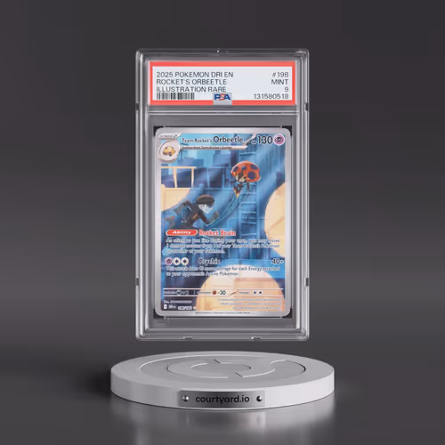 2025 Pokémon Dri EN-Destined Rivals #198 Team Rocket's Orbeetle - Illustration Rare (PSA 9 MINT)