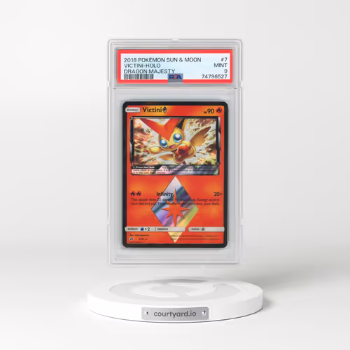 2018 Pokémon Sun & Moon Dragon Majesty #7 Victini - Holo (PSA 9 MINT)