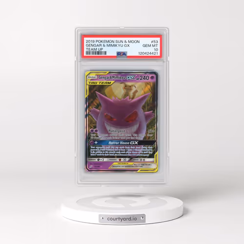 2019 Pokémon Sun & Moon Team Up #53 Gengar & Mimikyu GX - Holo (PSA 10 GEM MINT)