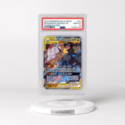 2019 Pokémon Sun & Moon Cosmic Eclipse #157 Reshiram & Zekrom GX - Holo (PSA 10 GEM MINT)