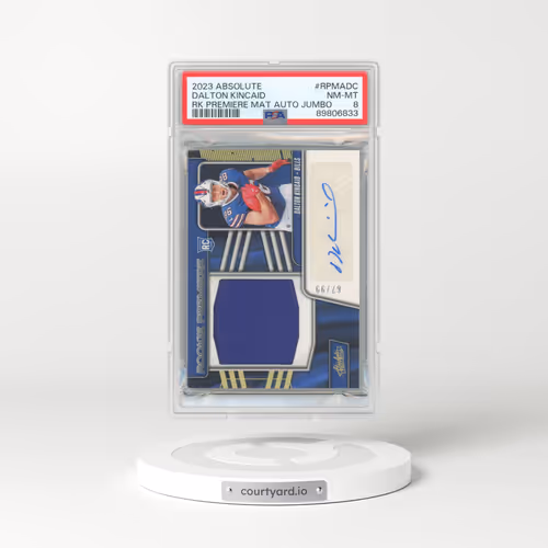 2023 Panini Absolute Rookie Premiere Materials Autographs Jumbo #RPMADC Dalton Kincaid (PSA 8 NM-MT)