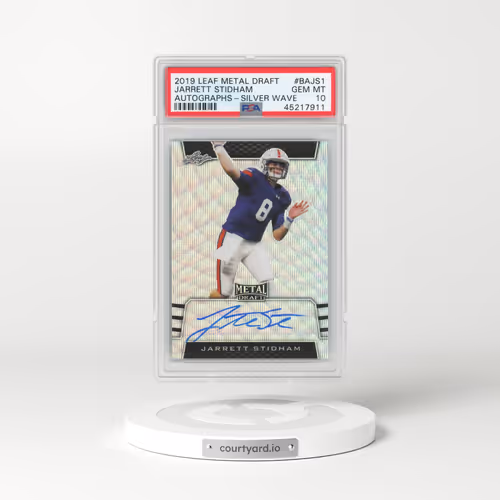 2019 Leaf Metal Draft Autographs #BAJS1 Jarrett Stidham - Silver Wave (PSA 10 GEM MINT)