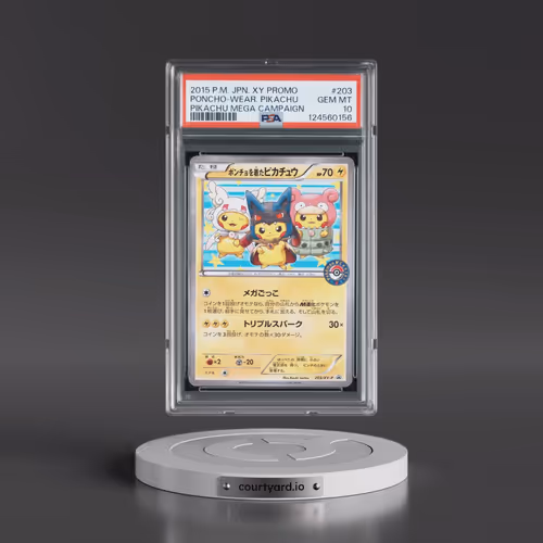 2015 Pokémon XY Promo #203 Poncho-Wearing Pikachu - Pikachu Mega Campaign (PSA 10 GEM MINT)