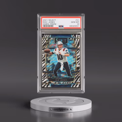 2021 Panini Select #51 Mac Jones - Zebra Prizm (PSA 10 GEM MINT)