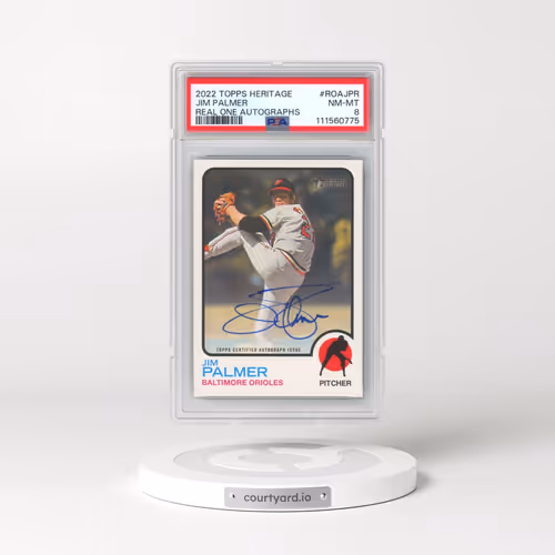 2022 Topps Heritage Real One Autographs #ROAJPR Jim Palmer (PSA 8 NM-MT)