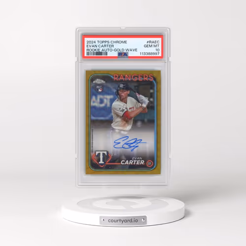 2024 Topps Chrome Rookie Autographs #RAEC Evan Carter - Gold Wave (PSA 10 GEM MINT)