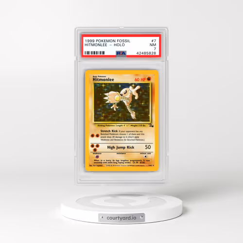 1999 Pokémon Fossil #7 Hitmonlee - Holo (PSA 7 NM)
