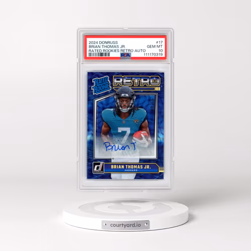 2024 Panini Donruss Rated Rookies Retro Autographs #17 Brian Thomas Jr. (PSA 10 GEM MINT)