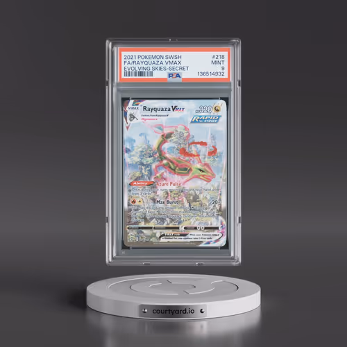 2021 Pokémon Sword & Shield Evolving Skies #218 Rayquaza Vmax - Full Art Secret (PSA 9 MINT)