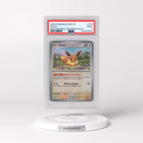 2025 Pokémon Pre EN-Prismatic Evolutions #074 Eevee - Reverse Holo Master Ball (PSA 9 MINT)