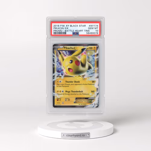 2016 Pokémon XY Black Star Promo #XY174 Pikachu EX - Holo Battle Heart Tins (PSA 10 GEM MINT)