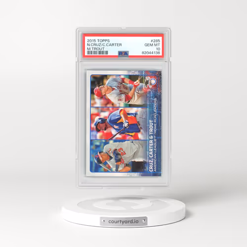 2015 Topps #285 Chris Carter/Mike Trout/Nelson Cruz (PSA 10 GEM MINT)