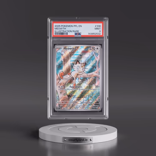 2025 Pokémon Pfl EN-Phantasmal Flames #106 Meowth - Illustration Rare (PSA 9 MINT)
