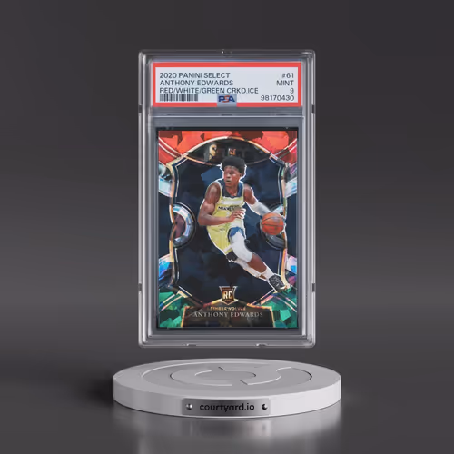 2020 Panini Select #61 Anthony Edwards - Red/White/Green Cracked Ice (PSA 9 MINT)