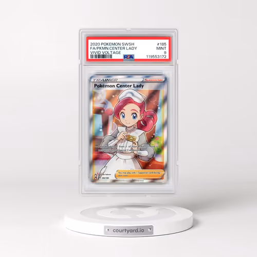 2020 Pokémon Sword & Shield Vivid Voltage #185 Pokemon Center Lady - Full Art (PSA 9 MINT)