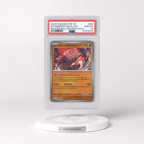 2025 Pokémon Pre EN-Prismatic Evolutions #054 Bloodmoon Ursaluna - Reverse Holo Master Ball (PSA 10