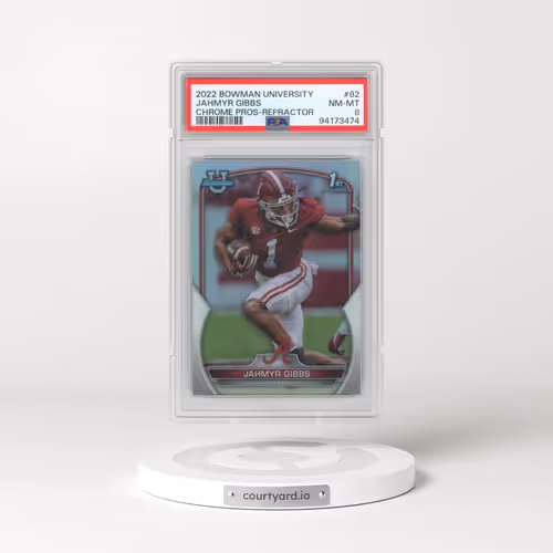 2022 Bowman University Chrome Prospects #82 Jahmyr Gibbs - Refractor (PSA 8 NM-MT)