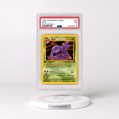 1999 Pokémon Fossil #28 Muk - 1st Edition (PSA 7 NM)